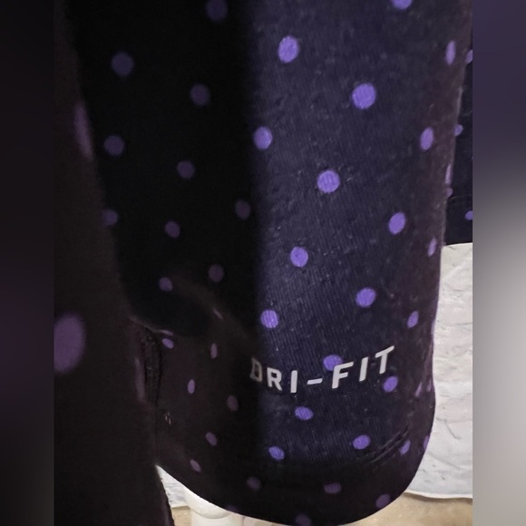 Nike Pro Dri-Fit Half-Zip Running Top Purple Polka Dot Size Large - Picture 5 of 8